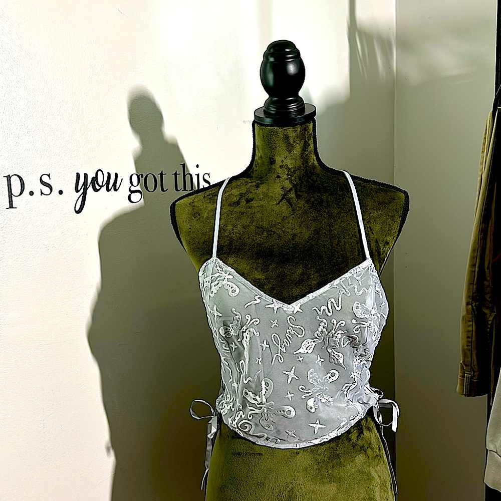Savage fenty (Brand New) silver transparent crop top